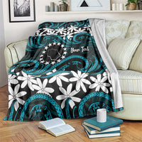 Personalised Cook Islands Penrhyn Atoll Blanket Tiare Maori Polynesian Waves Tattoo
