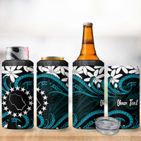 Personalised Cook Islands Penrhyn Atoll 4 in 1 Can Cooler Tumbler Tiare Maori Polynesian Waves Tattoo