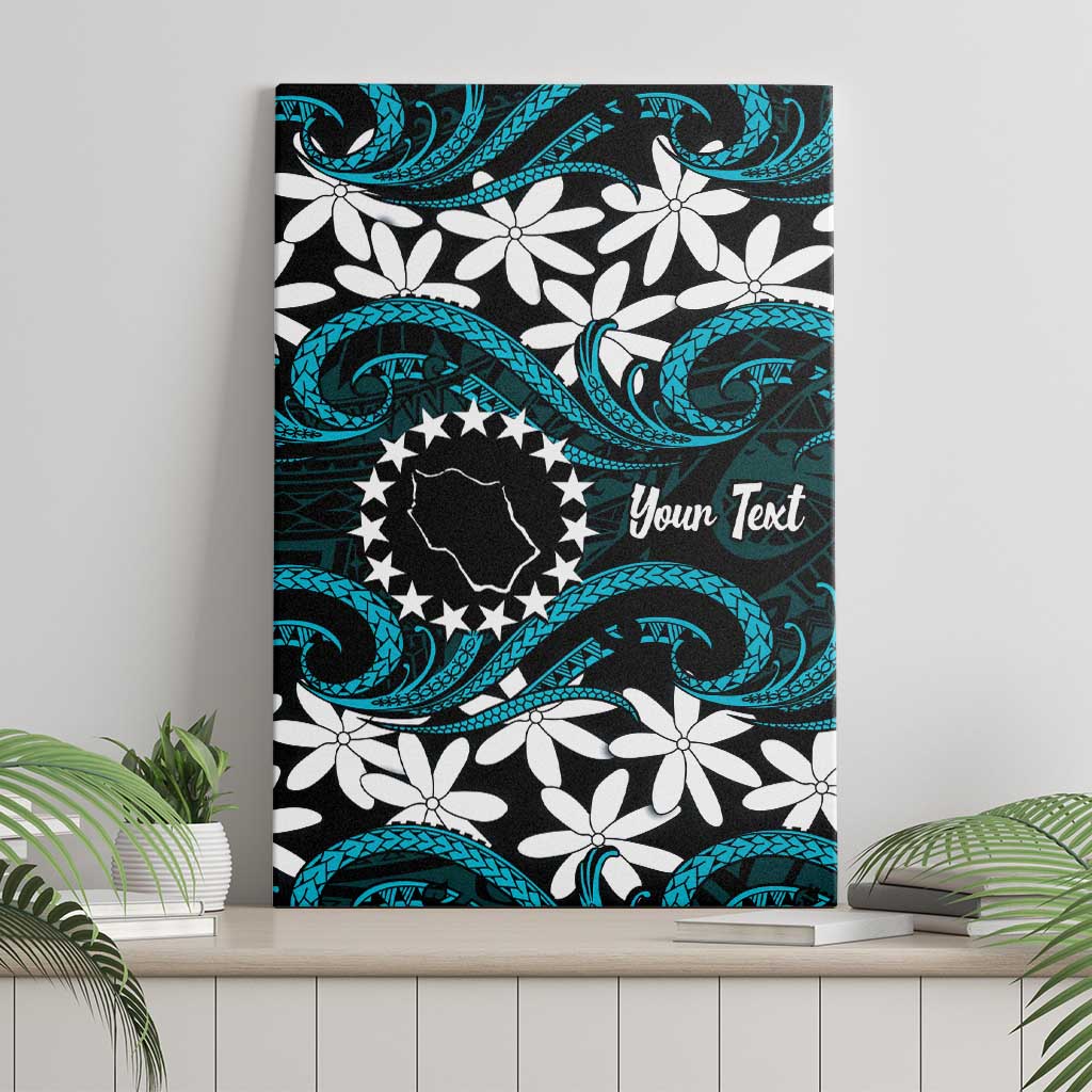 Personalised Cook Islands Penrhyn Atoll Canvas Wall Art Tiare Maori Polynesian Waves Tattoo