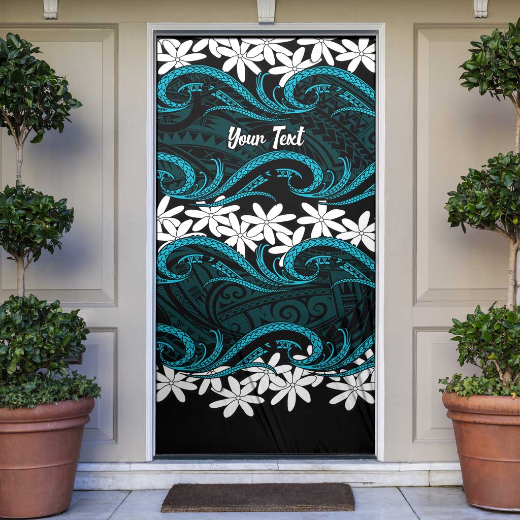 Personalised Cook Islands Penrhyn Atoll Door Cover Tiare Maori Polynesian Waves Tattoo