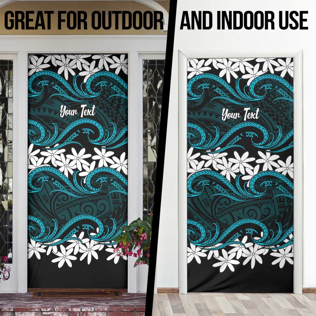 Personalised Cook Islands Penrhyn Atoll Door Cover Tiare Maori Polynesian Waves Tattoo