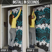Personalised Cook Islands Penrhyn Atoll Door Cover Tiare Maori Polynesian Waves Tattoo