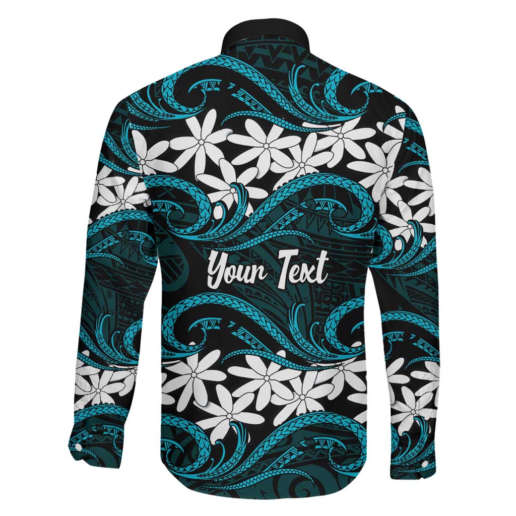 Personalised Cook Islands Penrhyn Atoll Family Matching Puletasi and Hawaiian Shirt Tiare Maori Polynesian Waves Tattoo