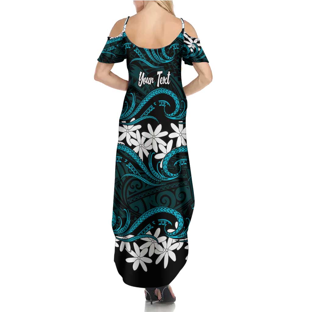 Personalised Cook Islands Penrhyn Atoll Family Matching Summer Maxi Dress and Hawaiian Shirt Tiare Maori Polynesian Waves Tattoo LT14 - Polynesian Pride