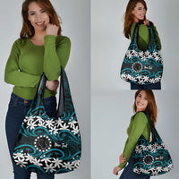 Personalised Cook Islands Penrhyn Atoll Grocery Bag Tiare Maori Polynesian Waves Tattoo
