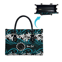 Personalised Cook Islands Penrhyn Atoll Leather Bag Tiare Maori Polynesian Waves Tattoo