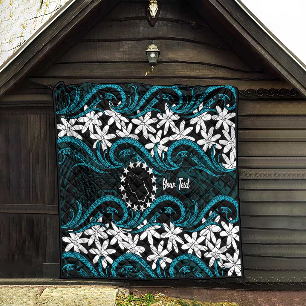 Personalised Cook Islands Penrhyn Atoll Quilt Tiare Maori Polynesian Waves Tattoo