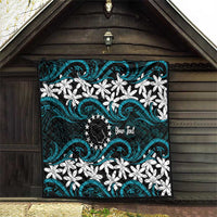 Personalised Cook Islands Penrhyn Atoll Quilt Tiare Maori Polynesian Waves Tattoo