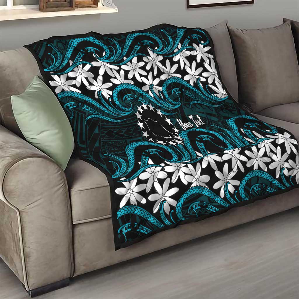 Personalised Cook Islands Penrhyn Atoll Quilt Tiare Maori Polynesian Waves Tattoo