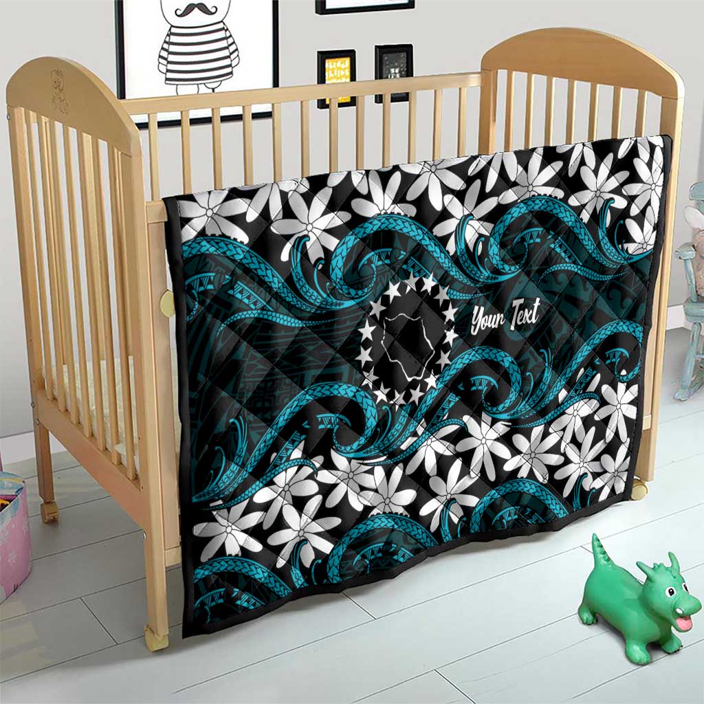 Personalised Cook Islands Penrhyn Atoll Quilt Tiare Maori Polynesian Waves Tattoo