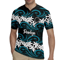 Personalised Cook Islands Penrhyn Atoll Rugby Jersey Tiare Maori Polynesian Waves Tattoo