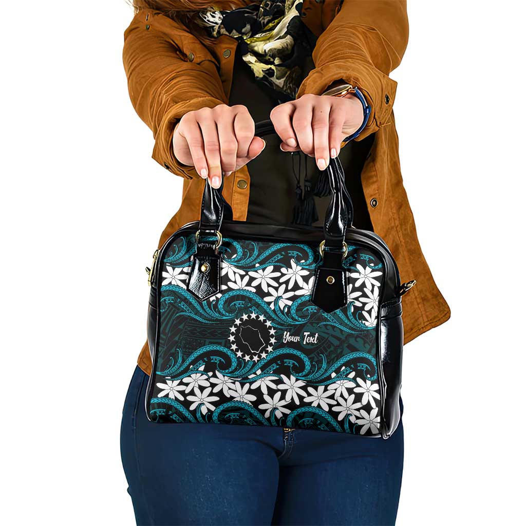Personalised Cook Islands Penrhyn Atoll Shoulder Handbag Tiare Maori Polynesian Waves Tattoo