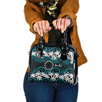 Personalised Cook Islands Penrhyn Atoll Shoulder Handbag Tiare Maori Polynesian Waves Tattoo