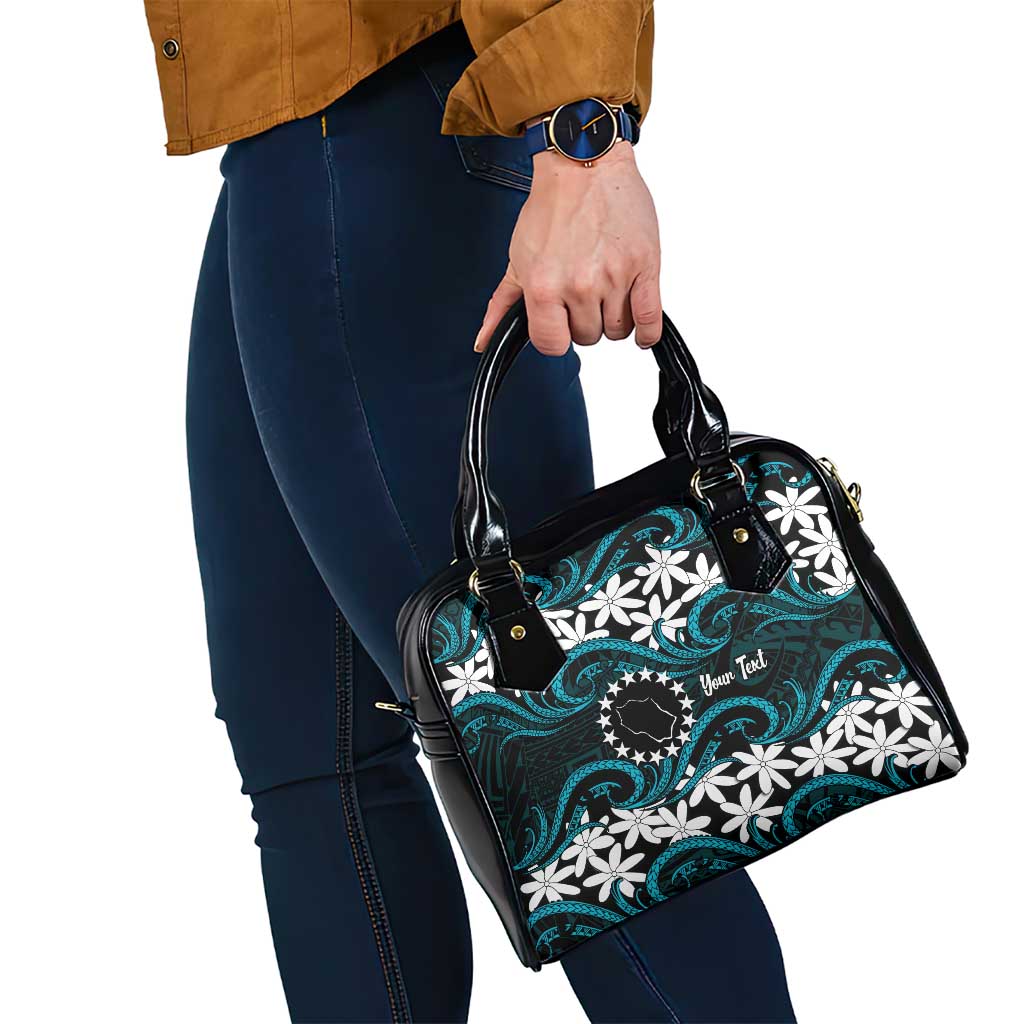 Personalised Cook Islands Penrhyn Atoll Shoulder Handbag Tiare Maori Polynesian Waves Tattoo