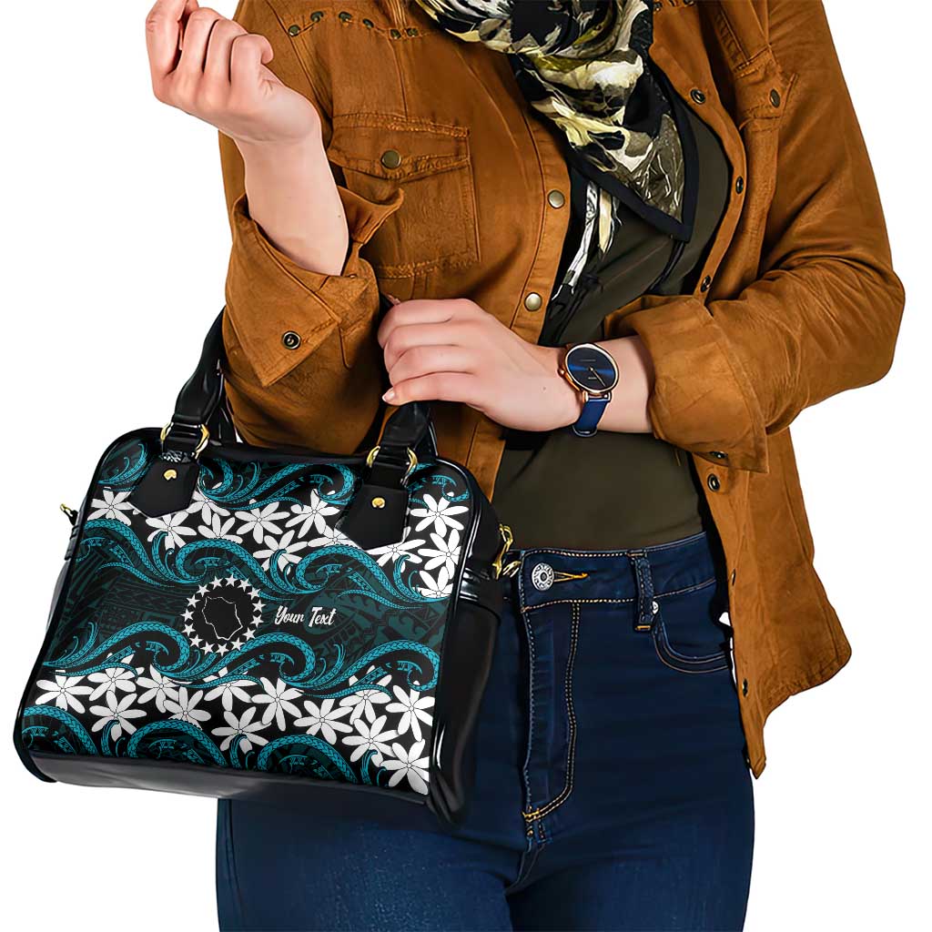 Personalised Cook Islands Penrhyn Atoll Shoulder Handbag Tiare Maori Polynesian Waves Tattoo
