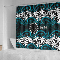 Personalised Cook Islands Penrhyn Atoll Shower Curtain Tiare Maori Polynesian Waves Tattoo