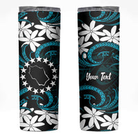 Personalised Cook Islands Penrhyn Atoll Skinny Tumbler Tiare Maori Polynesian Waves Tattoo