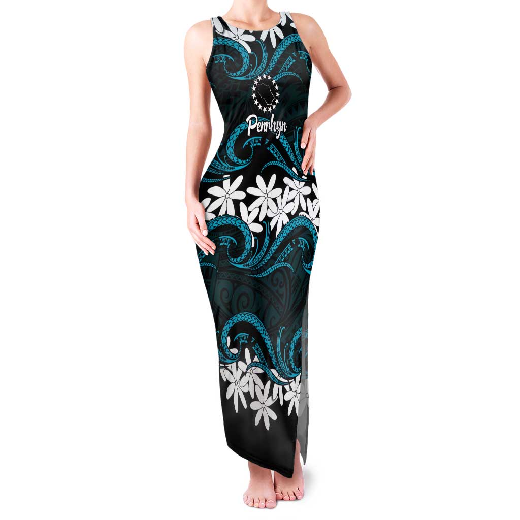 Personalised Cook Islands Penrhyn Atoll Tank Maxi Dress Tiare Maori Polynesian Waves Tattoo