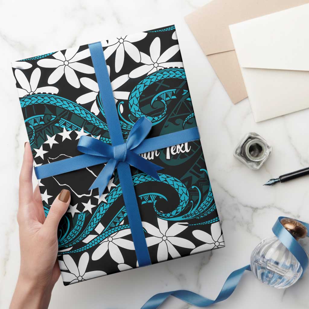 Personalised Cook Islands Penrhyn Atoll Wrapping Paper Tiare Maori Polynesian Waves Tattoo