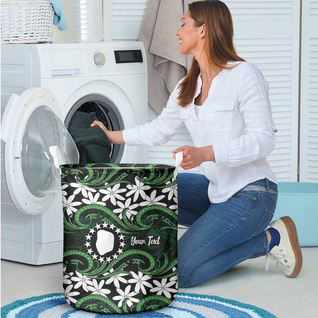 Personalised Cook Islands Mitiaro Laundry Basket Tiare Maori Polynesian Waves Tattoo