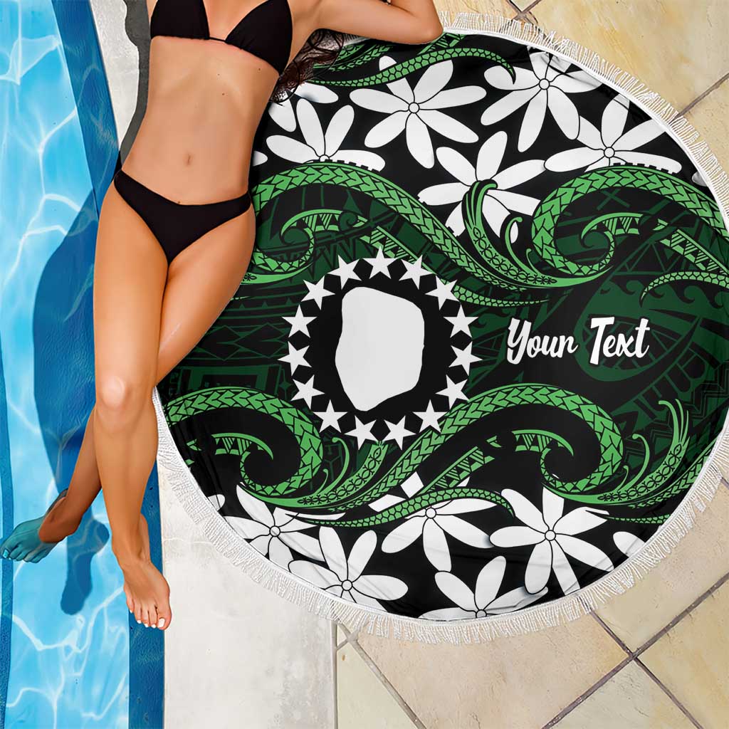 Personalised Cook Islands Mitiaro Beach Blanket Tiare Maori Polynesian Waves Tattoo