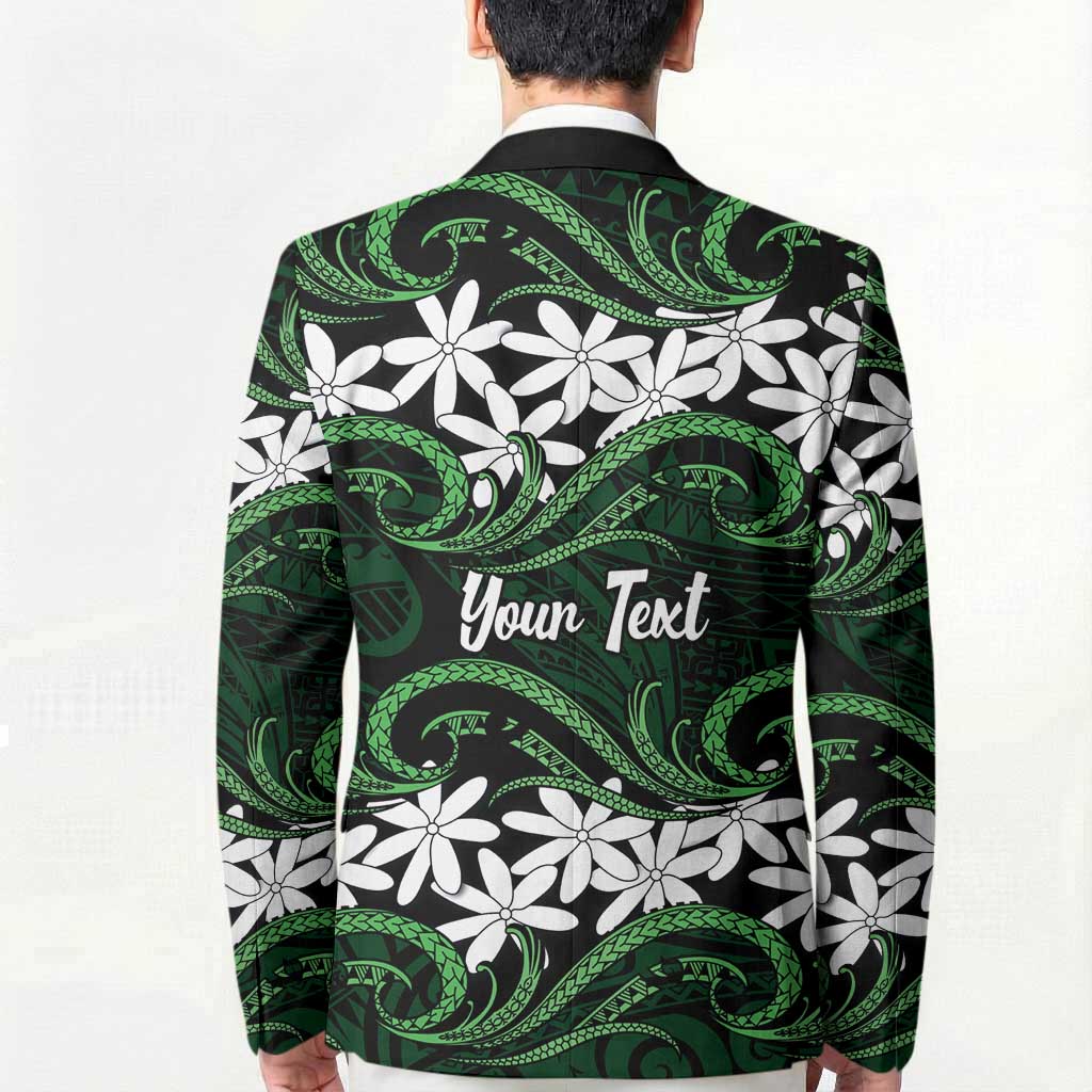 Personalised Cook Islands Mitiaro Blazer Tiare Maori Polynesian Waves Tattoo