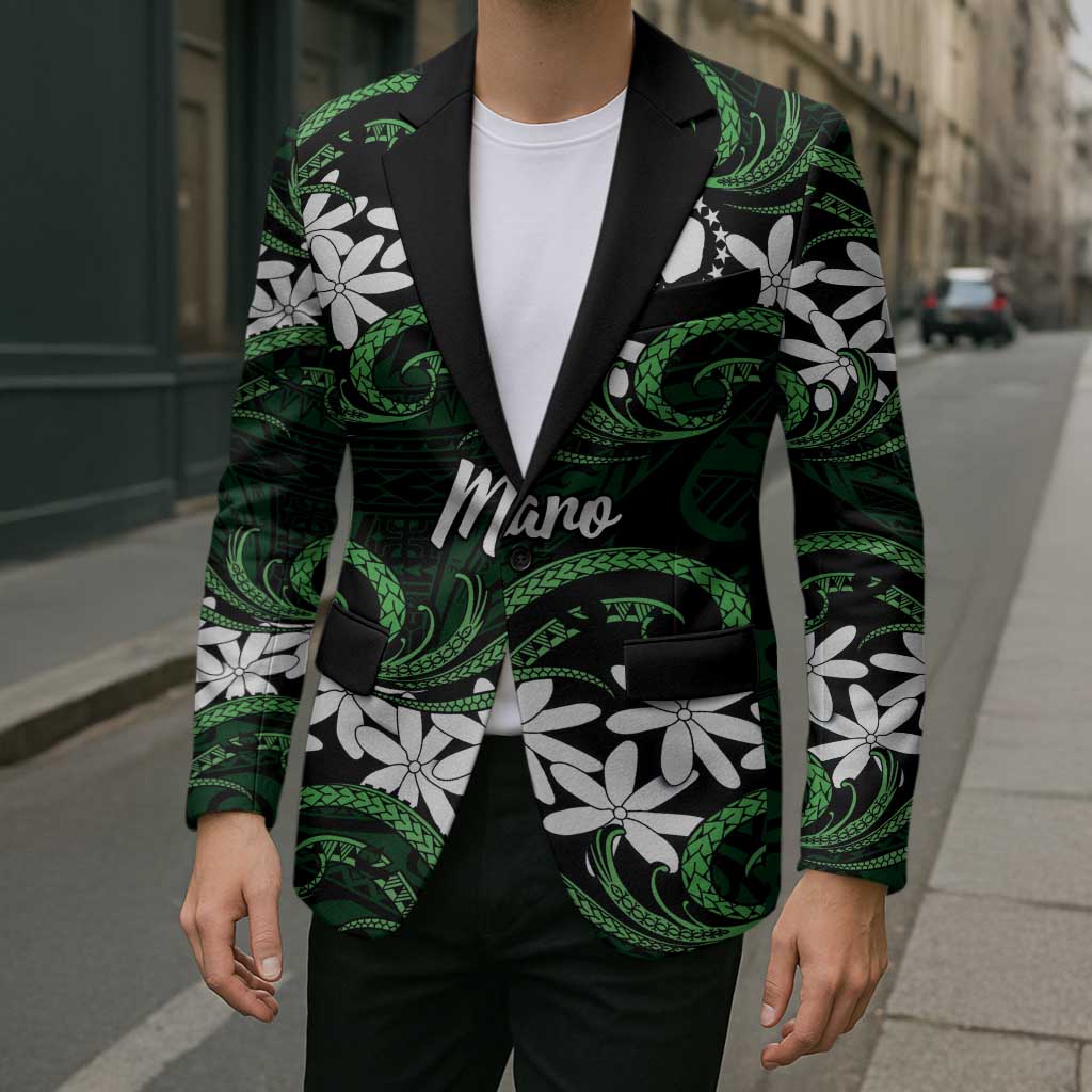 Personalised Cook Islands Mitiaro Blazer Tiare Maori Polynesian Waves Tattoo