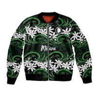 Personalised Cook Islands Mitiaro Bomber Jacket Tiare Maori Polynesian Waves Tattoo