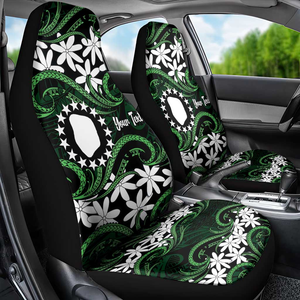 Personalised Cook Islands Mitiaro Car Seat Cover Tiare Maori Polynesian Waves Tattoo