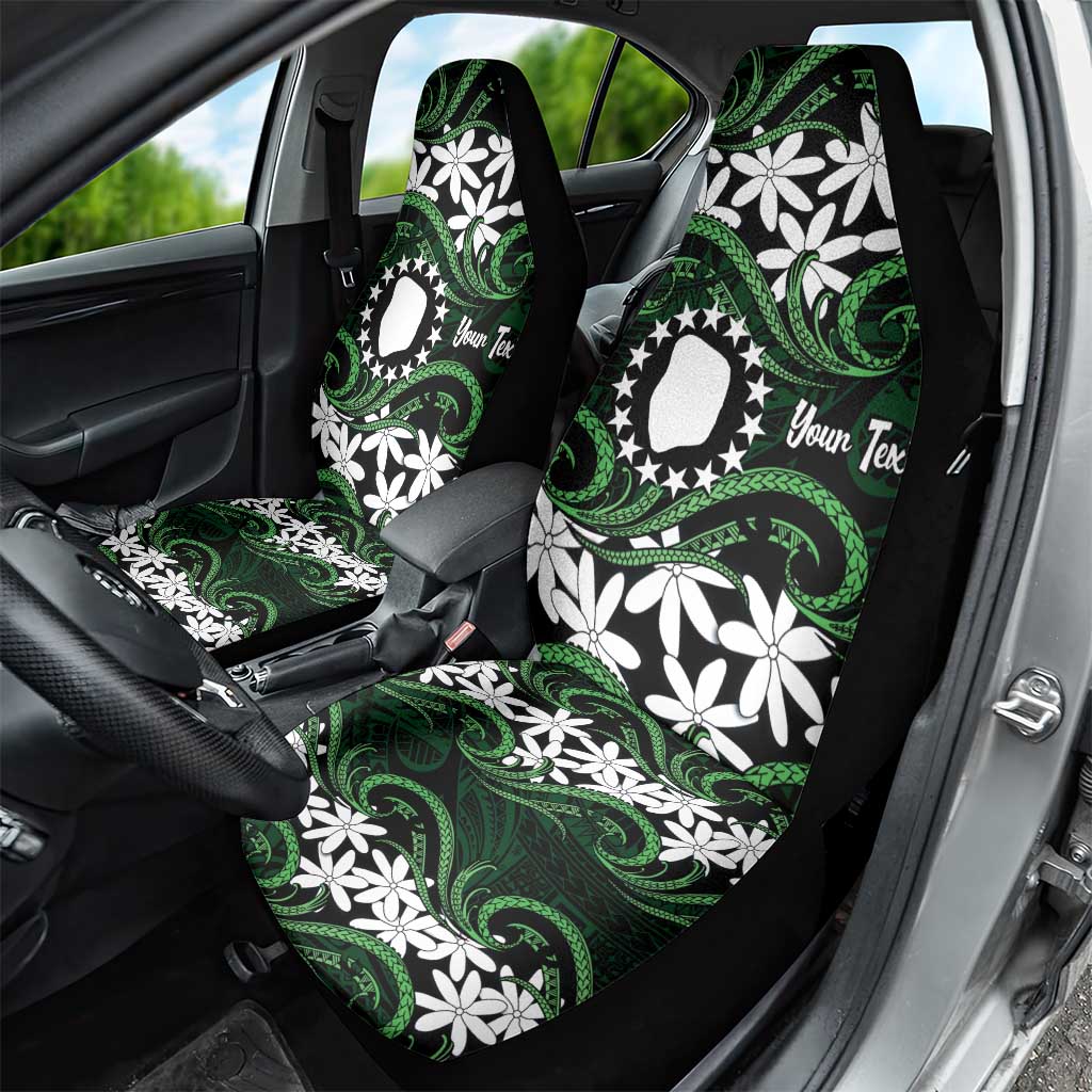 Personalised Cook Islands Mitiaro Car Seat Cover Tiare Maori Polynesian Waves Tattoo