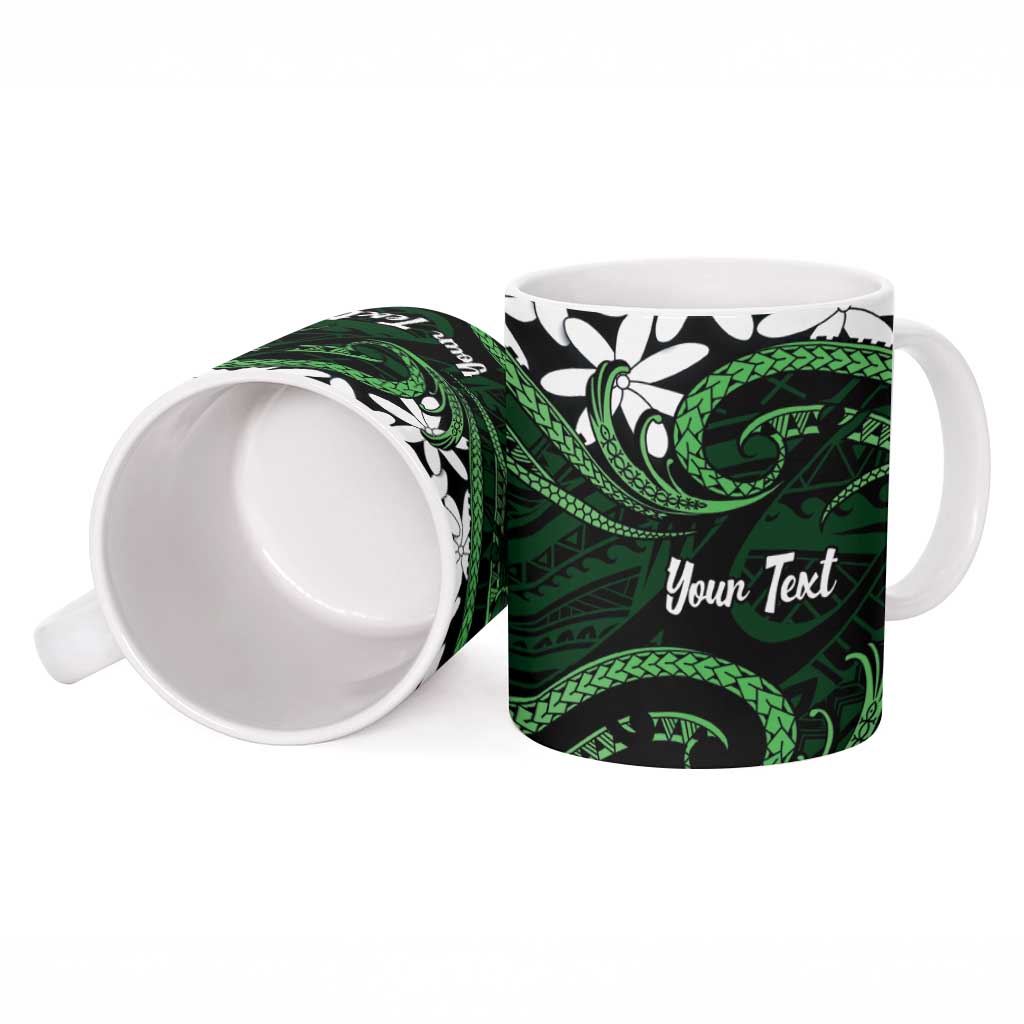 Personalised Cook Islands Mitiaro Ceramic Mug Tiare Maori Polynesian Waves Tattoo