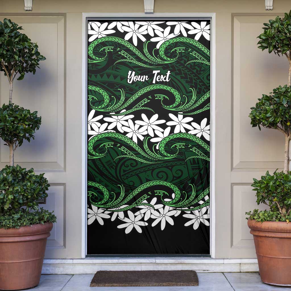 Personalised Cook Islands Mitiaro Door Cover Tiare Maori Polynesian Waves Tattoo