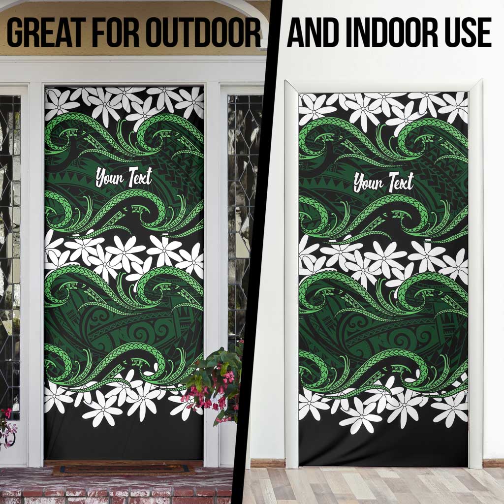 Personalised Cook Islands Mitiaro Door Cover Tiare Maori Polynesian Waves Tattoo