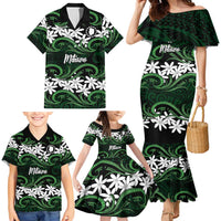 Personalised Cook Islands Mitiaro Family Matching Mermaid Dress and Hawaiian Shirt Tiare Maori Polynesian Waves Tattoo LT14 - Polynesian Pride
