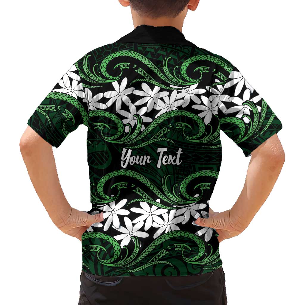 Personalised Cook Islands Mitiaro Family Matching Off Shoulder Maxi Dress and Hawaiian Shirt Tiare Maori Polynesian Waves Tattoo LT14 - Polynesian Pride