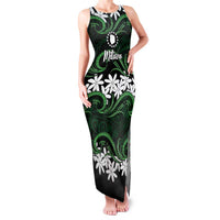 Personalised Cook Islands Mitiaro Family Matching Tank Maxi Dress and Hawaiian Shirt Tiare Maori Polynesian Waves Tattoo LT14 Mom's Dress Green - Polynesian Pride