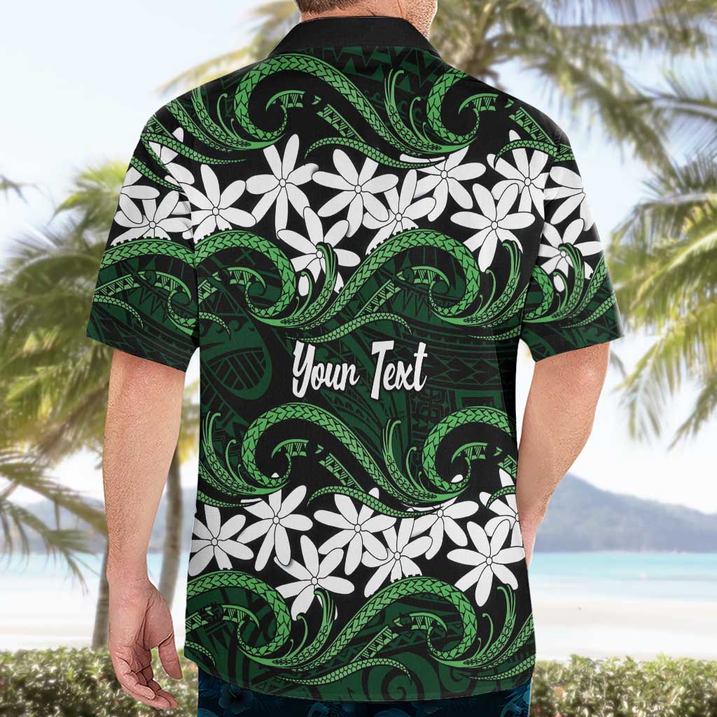 Personalised Cook Islands Mitiaro Hawaiian Shirt Tiare Maori Polynesian Waves Tattoo