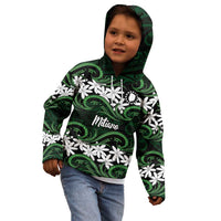 Personalised Cook Islands Mitiaro Kid Hoodie Tiare Maori Polynesian Waves Tattoo