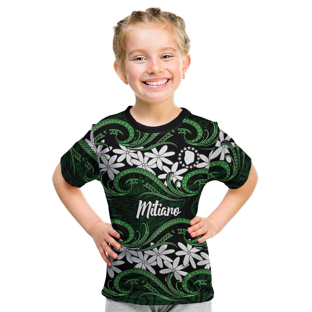 Personalised Cook Islands Mitiaro Kid T Shirt Tiare Maori Polynesian Waves Tattoo