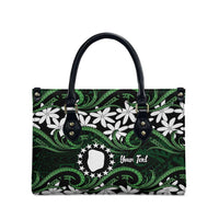 Personalised Cook Islands Mitiaro Leather Bag Tiare Maori Polynesian Waves Tattoo