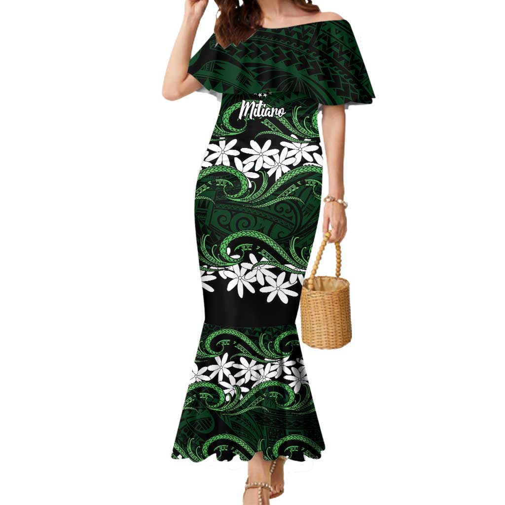 Personalised Cook Islands Mitiaro Mermaid Dress Tiare Maori Polynesian Waves Tattoo