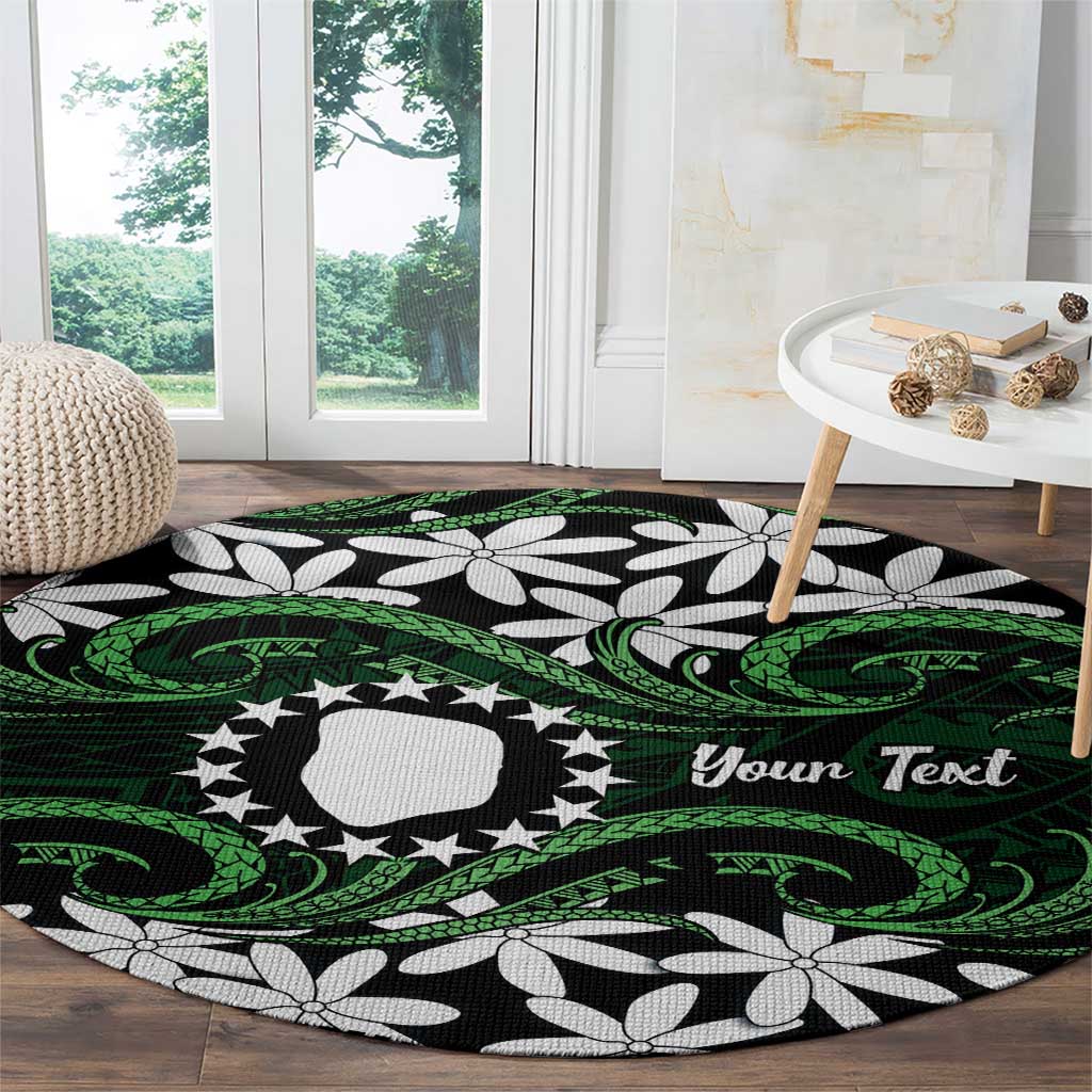 Personalised Cook Islands Mitiaro Round Carpet Tiare Maori Polynesian Waves Tattoo