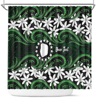 Personalised Cook Islands Mitiaro Shower Curtain Tiare Maori Polynesian Waves Tattoo