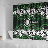 Personalised Cook Islands Mitiaro Shower Curtain Tiare Maori Polynesian Waves Tattoo