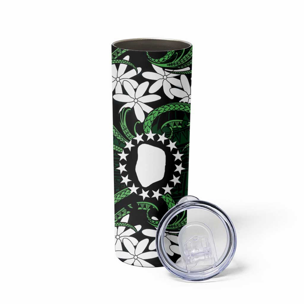Personalised Cook Islands Mitiaro Skinny Tumbler Tiare Maori Polynesian Waves Tattoo