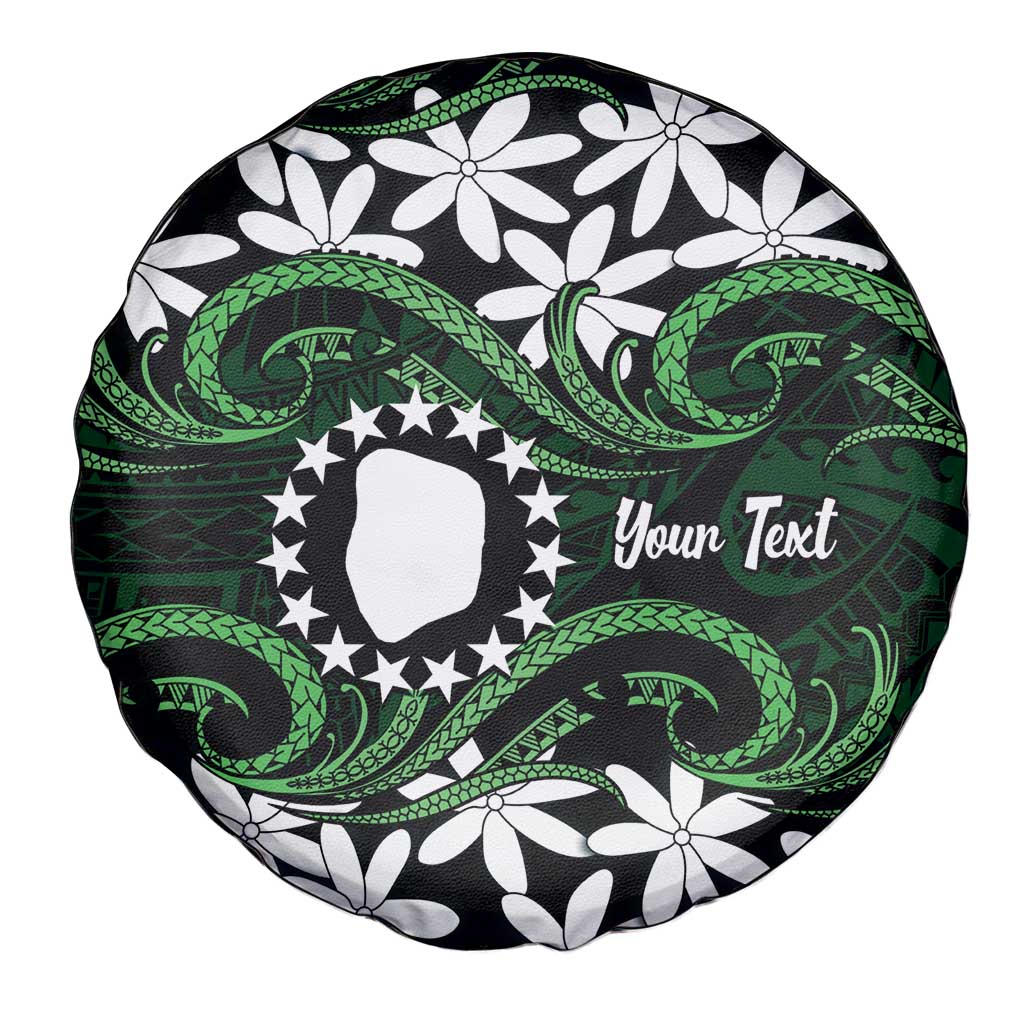 Personalised Cook Islands Mitiaro Spare Tire Cover Tiare Maori Polynesian Waves Tattoo