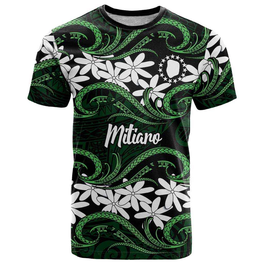Personalised Cook Islands Mitiaro T Shirt Tiare Maori Polynesian Waves Tattoo