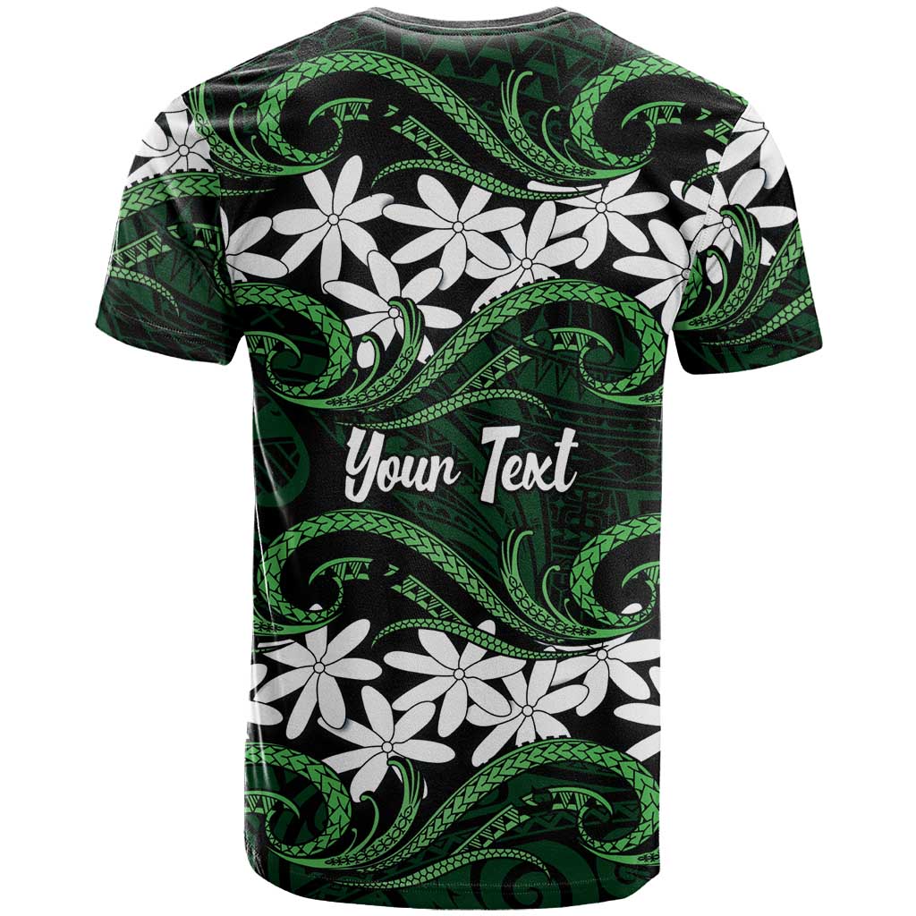 Personalised Cook Islands Mitiaro T Shirt Tiare Maori Polynesian Waves Tattoo