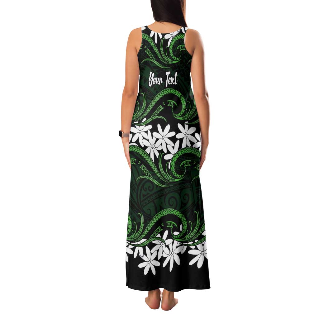 Personalised Cook Islands Mitiaro Tank Maxi Dress Tiare Maori Polynesian Waves Tattoo