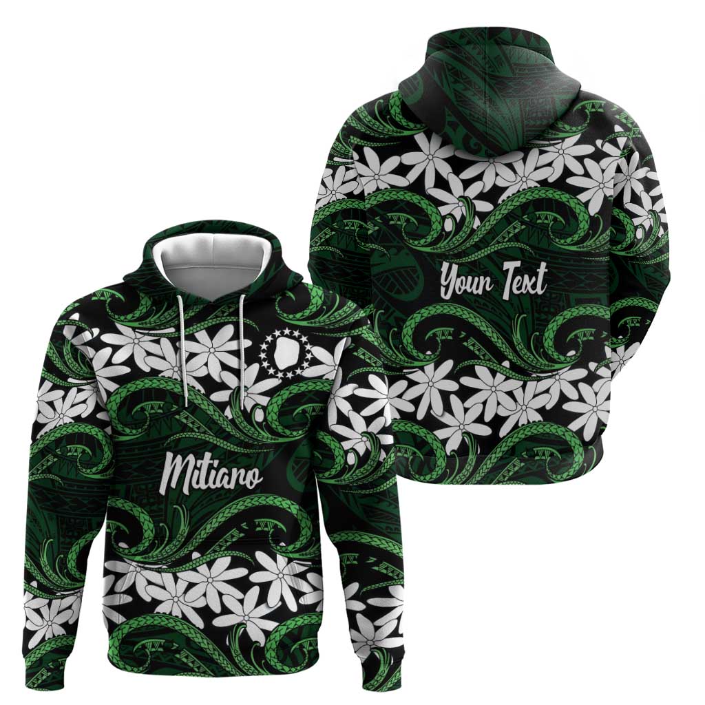 Personalised Cook Islands Mitiaro Zip Hoodie Tiare Maori Polynesian Waves Tattoo